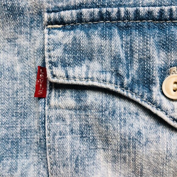 Levi’s Button Up Towel Wash Denim Shirt Short Sleeve - Picture 7 of 11